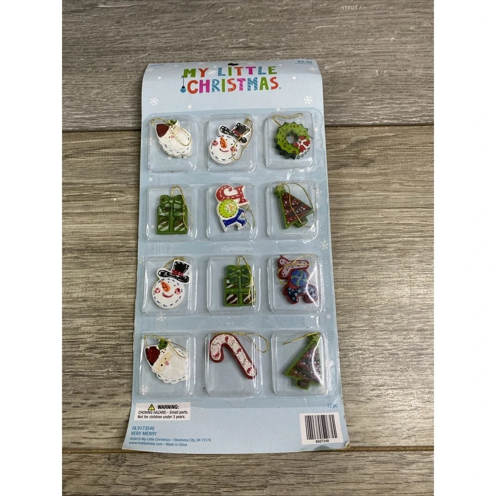 12 My Little Christmas Mini Ornaments Santa, Cane, Snowman, Tree,‎ Gifts